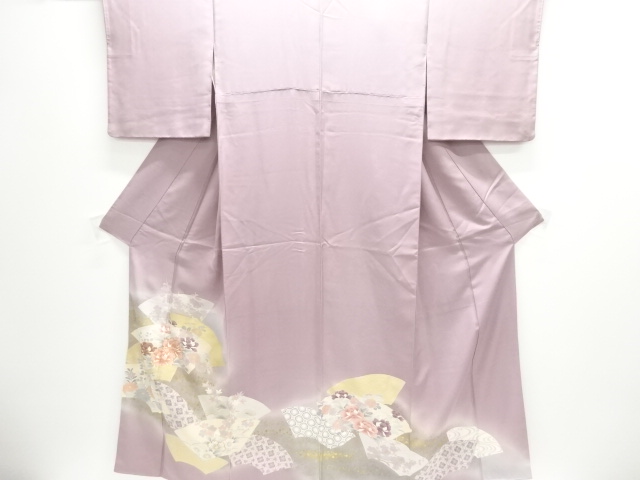 JAPANESE KIMONO / GROUND FABRIC / FLORAL EMBROIDERY / SINGLE CREST: IR